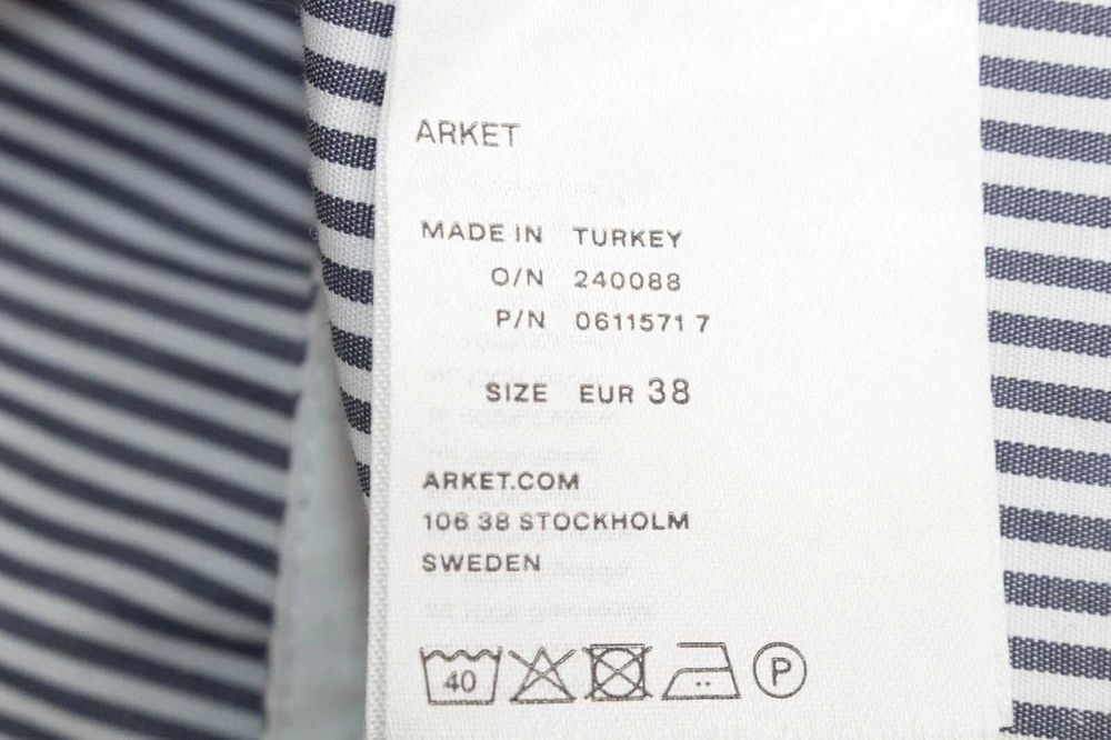 Arket оригинална дамска рокля миди сиво бяло райе 38