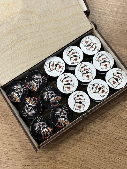 Фишки для нард, дерево с изображением  (шелкография)