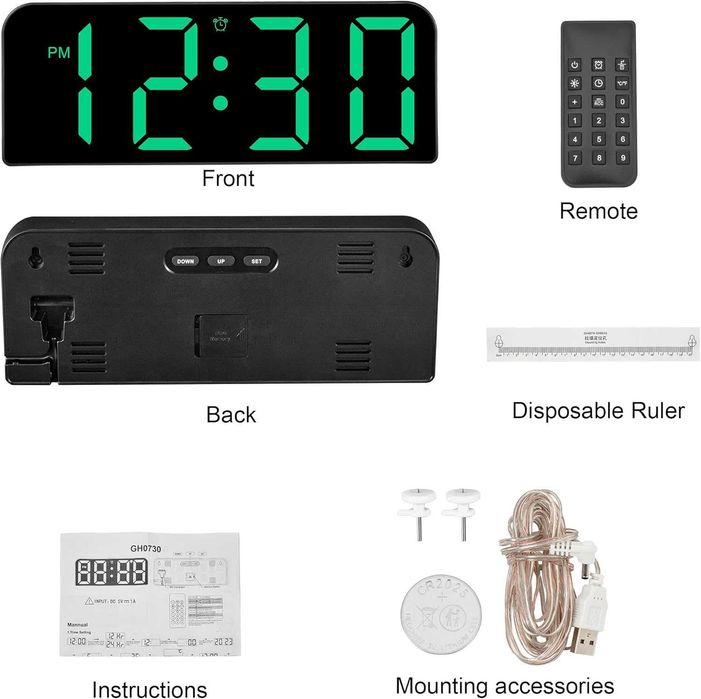 Дигитален стенен часовник Sukeen с дистанционно и аларма