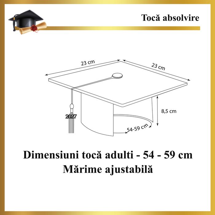 Toca, Esarfa si Cocarda, Set Nepersonalizat, Alb, Liceu, Facultate