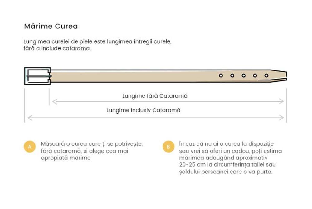 Curea Barbati, Piele naturala, catarama Zamac, culoare Neagra/Maro