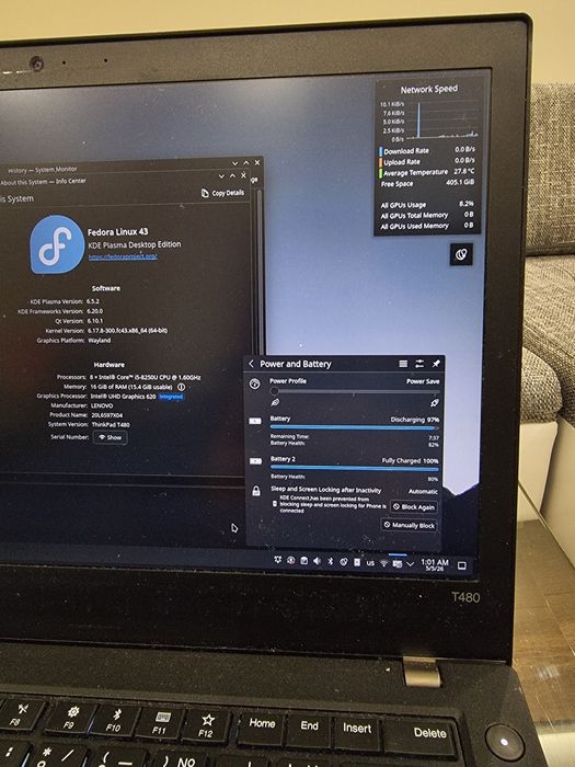 Lenovo Thinkpad T480 16GB ram nvme