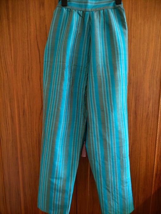 Pantaloni Poupee, din matase naturala 100%, de culoare turcoaz, mar M- 38, noi