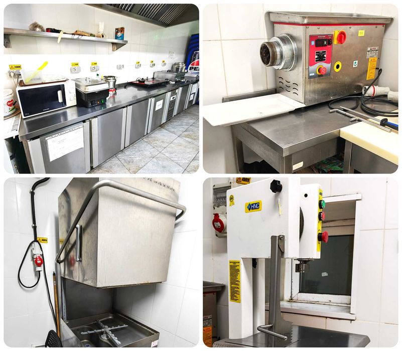 Utilaje, echipamente, vitrine steak, vitrine desert, mese reci/calde, robot shaorma, masina vase, malaxor, robot lipii, rastele, toate profesionale