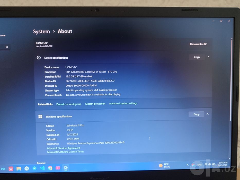 Acer Aspire 5 | Intel Core i7 13-avlod / 16GB RAM / 1TB SSD (2024-yil)