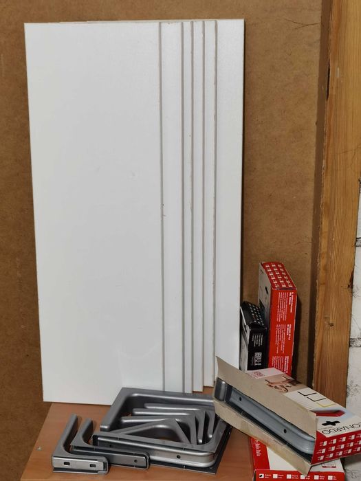 Рафтове за стена 6 броя 20х60 см, с конзоли, нови