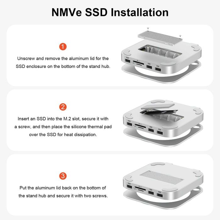 Qwiizlab алуминиев хъб стойка с SSD корпус за Mac mini M4 / M4 Pro