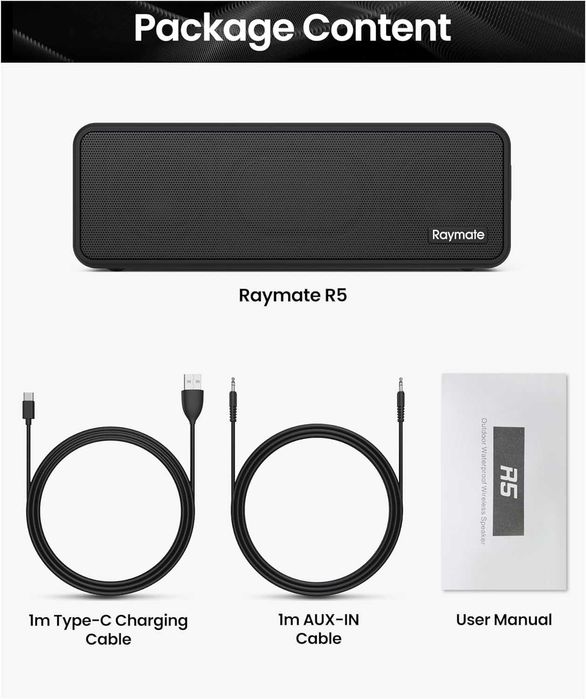 Висококачествена мощна колона Raymate R5 IPX7