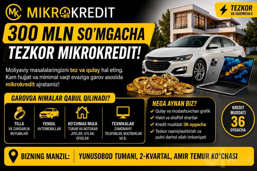 MIKROKREDIT, KREDIT 300 mln so`mgacha