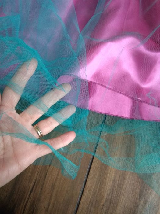 Rochie deosebita nunta botez serbare tule dantela roz Barbie 7-8 ani
