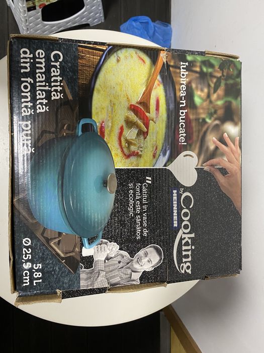 Cratita Emailata Fonta + Capac - 5.8 L, NOUA