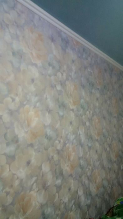 Клею обои и галтели.