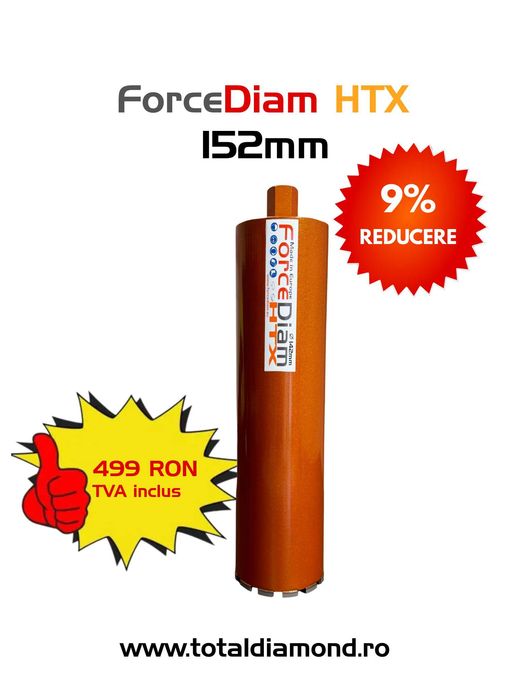 Ø152 Carota Diamantata pentru beton ForceDiam HTX, Diametru 152mm,L 450mm