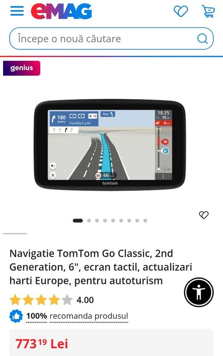 Navigatie TomTom Go Classic, 2nd Generation, 6", ecran tactil, actualizari harti Europe, pentru autoturism, produs NOU