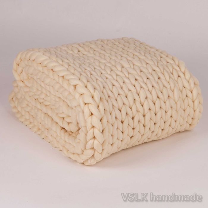 Гигантско плетено одеяло, мерино вълна,ръчна изработка