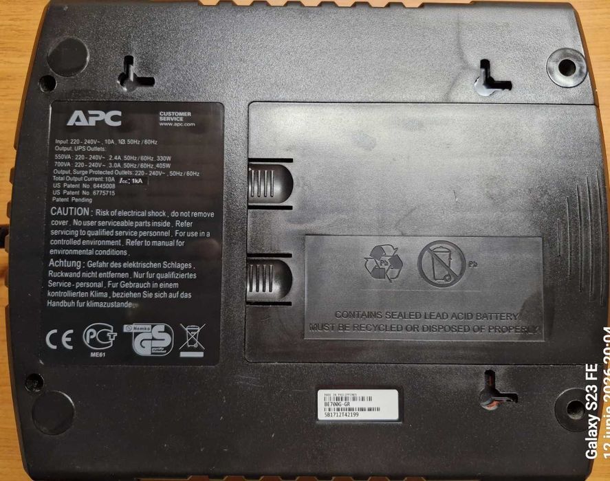 UPS APC Back-UPS ES, 700VA/405W Power-Saving