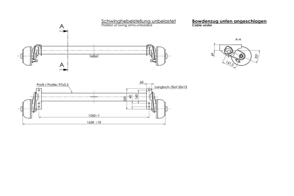 Axa/punte AL-KO 1350kg,cu frana