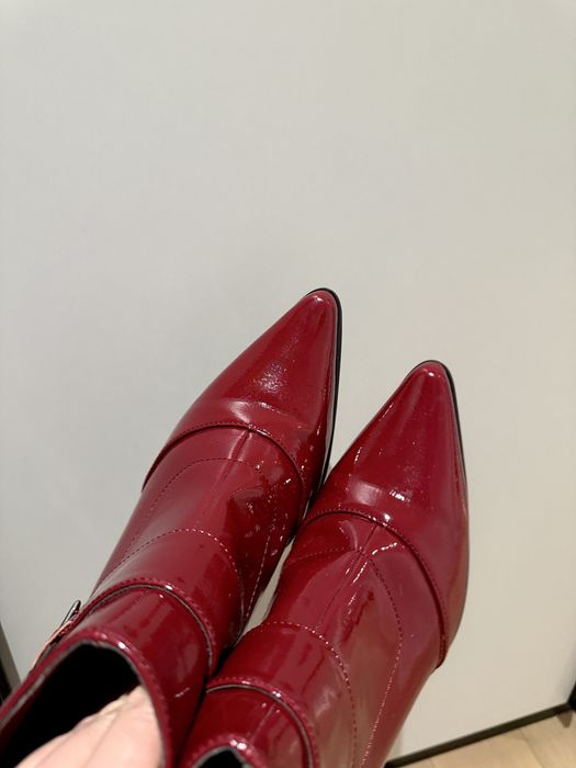 Cizme/ ghete din piele lacuita roșie