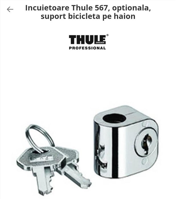 Incuietoare Thule 567, optionala, suport bicicleta pe haion