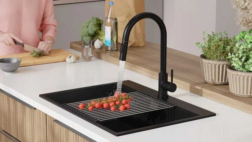 Черна Кухненска Мивка от гранит модел XXL Осло 70 Top 680 x 500 mm