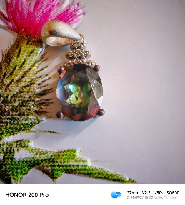 Висулка бижу 925 сребро с виолетовосинкав фасетиран топаз 3,7 карата