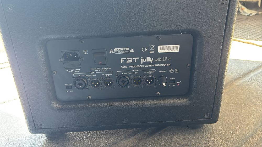 Subwoofer Activ FBT Jolly Sub 10A (300W RMS) nefolosit, în cutie originală