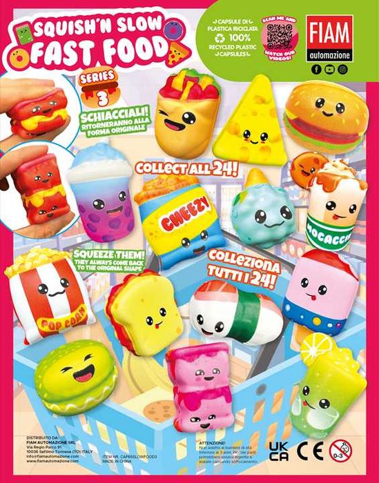 65мм капсули с играчки "Squish'n Slow Fast Food" - 0,56 €