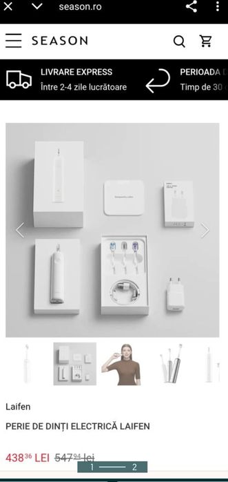 periuță de dinți electrică Laifen Wave cu mâner din aluminiu argintiu.