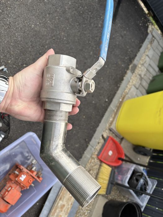 Robinet cu bilă inox 316 – 1 1/2” cu filet și țeavă cotată inox