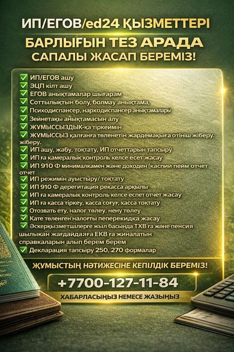 ИП бойынша қызмет түрлерін ұсынам