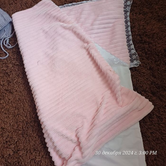 Плед стеганое одеялко с рождения конверт на выписку бант