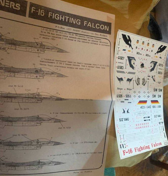 Декаль от Travers для сборной модели самолета F-16 (1/72)