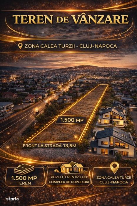 Teren Intravilan - SU 1504MP | Front 13,5ML | Utilitati - Calea Turzii