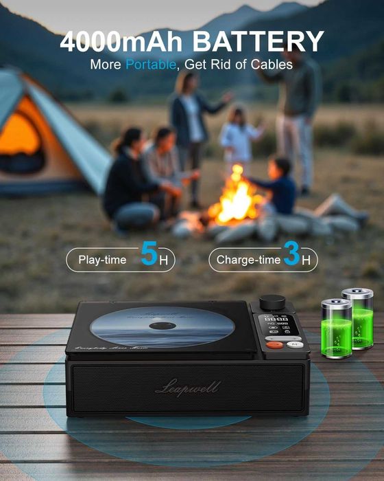 Преносим CD плейър Leapwell с Bluetooth високоговорители