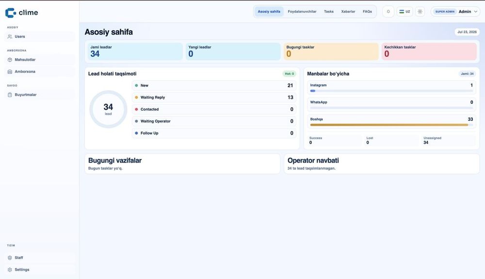 Web sayt, CRM, ERP va boshqa dasturiy xizmatlar