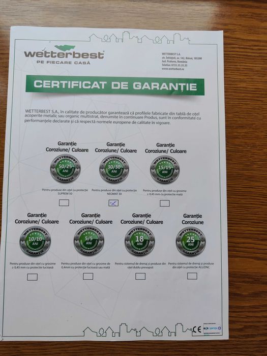 Acoperis tabla WETTERBEST , absolut noua 320 mp