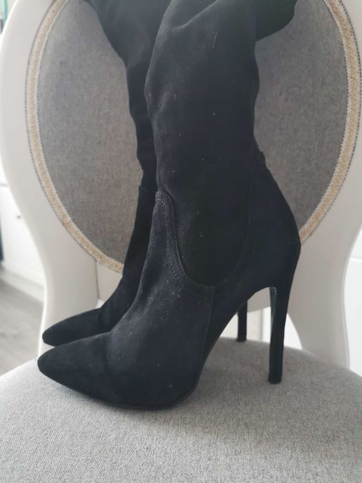 Cizme Poema peste genunchi din piele naturala strech