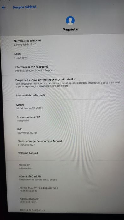Tabletă Lenovo Tab M10 HD, 4GB, 64GB, SIM, card 64GB. Stare perfectă!