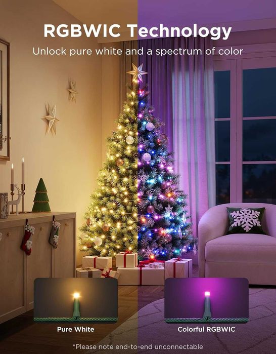Kоледни смарт лампички Govee Christmas Sparkle String Lights 99ft - 30 метра RGBWIC 375 LED