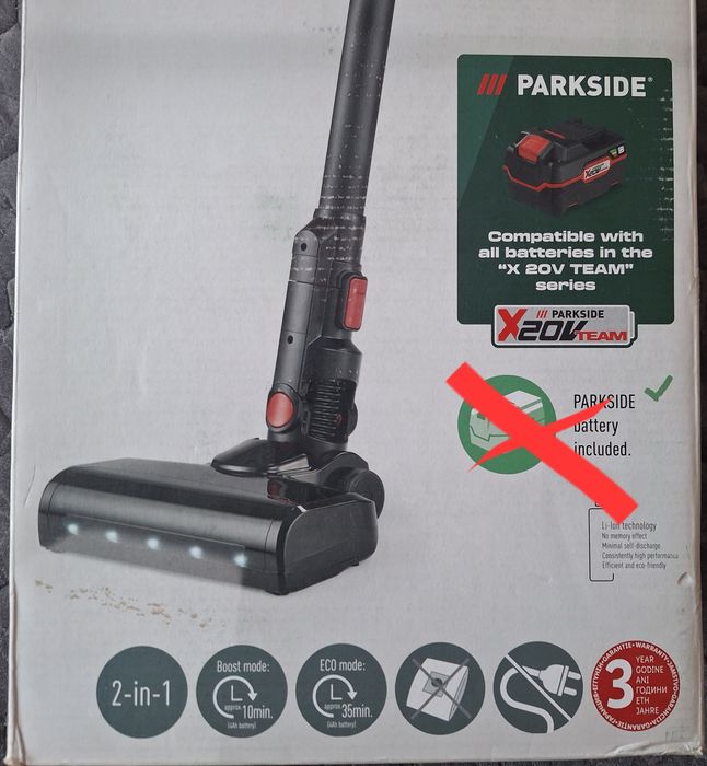 Акумулаторна Прахосмукачка работеща с батерия Парксайд 20В 2в1