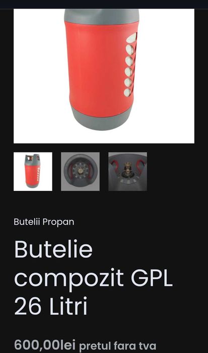 Butelie gaz goală fibră compozit 26L
