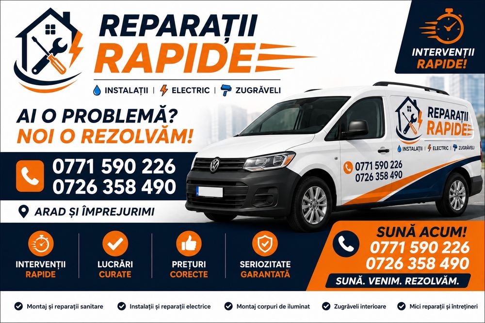Reparații Rapide Arad | lucrari mici. Instalații sanitate, electrice, Zugraveli