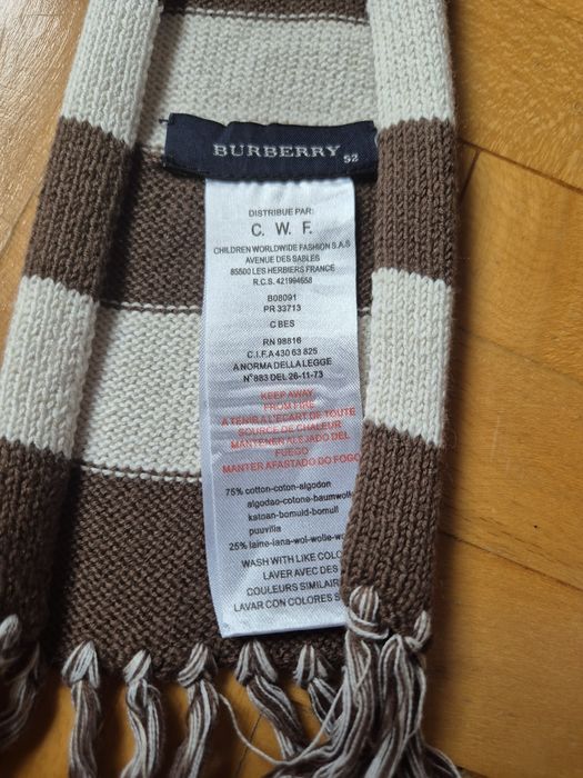 Eșarfă Burberry, Bumbac & Lână, Clasic Dungat, Unisex, Copii