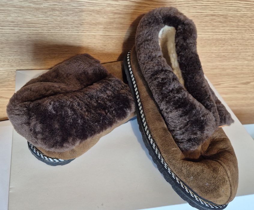 Botoși/Papuci de casa îmblăniți din piele naturală 2perechi bărbați/damă