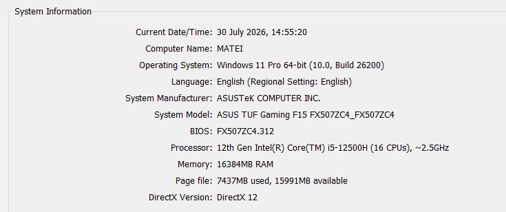 ASUS TUF Gaming F15 FX507ZC4 – i5-12500H | RTX 3050 | 16 GB RAM | 1.5 TB SSD | 144 Hz | Jaeger Gray