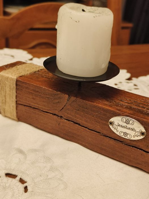 Suport lumânări lemn masiv - handmade rustic
