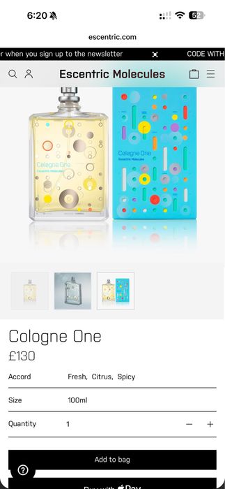 Escentric Molecules Cologne One парфюм новинка