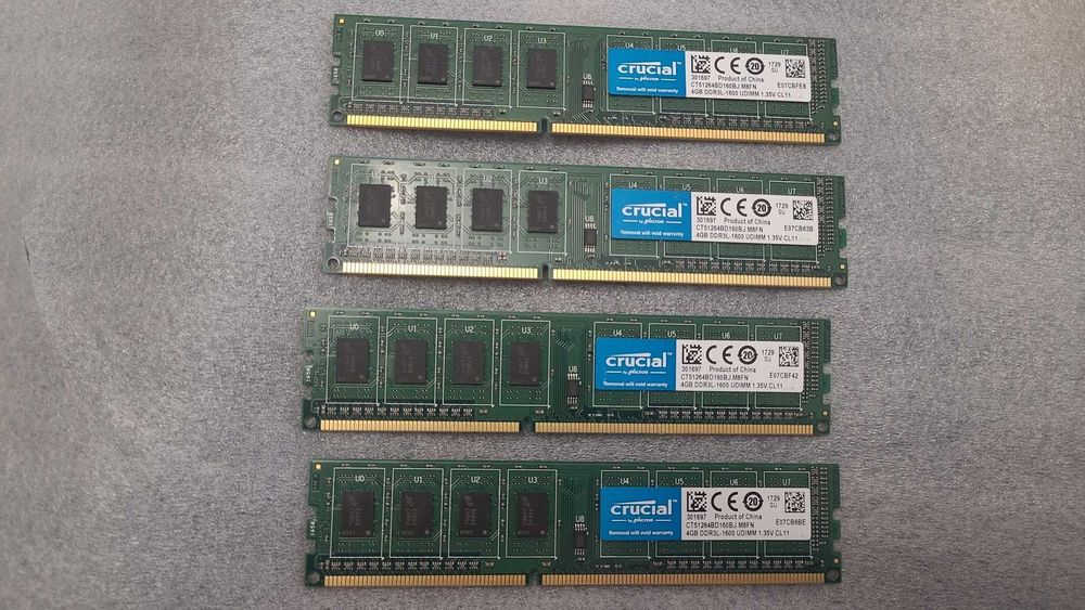 memorie ram Crucial 8 gb kit (2*4) GB DDR3l 1600MHz , pc3l , 1.35v