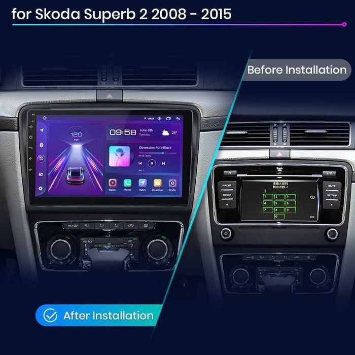 Skoda Superb 2 2008 - 2015  Мултимедия Навигация Android