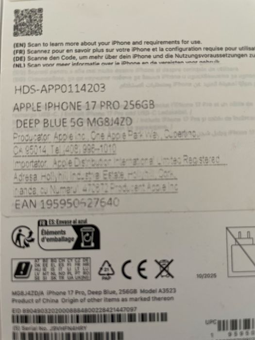 Iphone 17 pro 256GB deep Blue